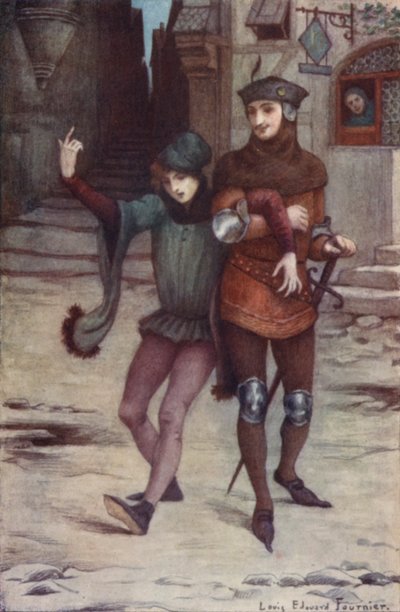 The door opened and a pair of boon companions came out by Louis Edouard Paul Fournier